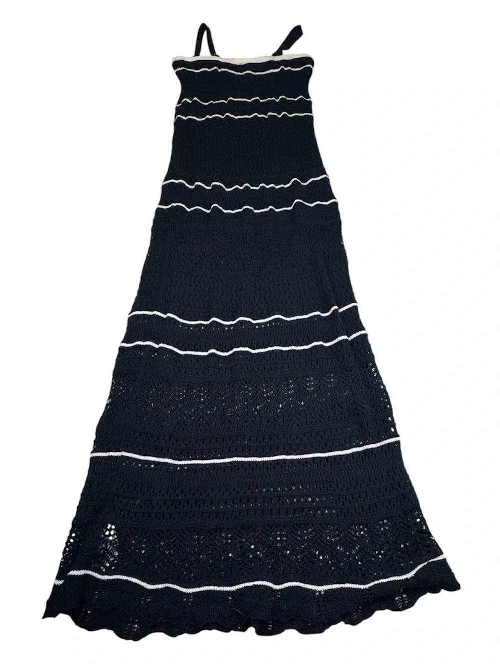 NWT Abercrombie & Fitch Crochet Knit Maxi Dress Women's Medium Blue/White Straps